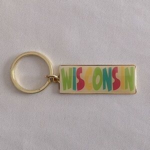 ⭐️ Vintage Metal Gold And Rainbow Wisconsin Key Chain
